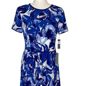 Maggy London Brilliant Blue White Dress; NWT